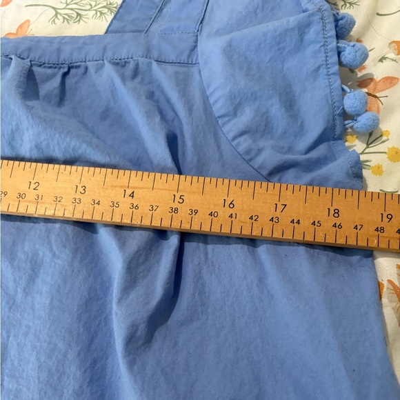 J. Crew square neck Pom Pom sleeve blue top size 10 - Picture 8 of 9